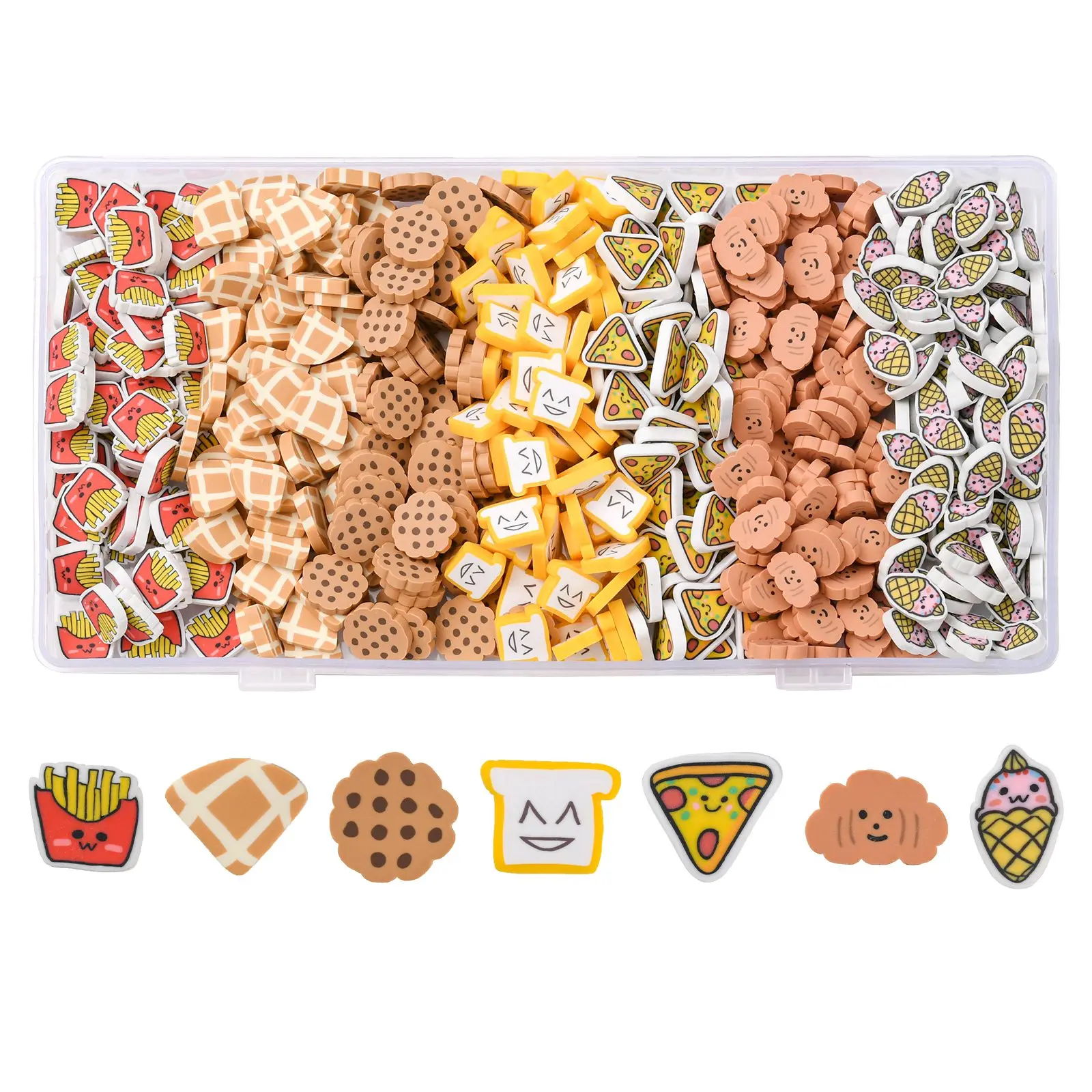 105g 7 Arten Polymer Clay Lebensmittel Scheiben Nachahmung Lebensmittel Scheiben Keks Pizza Eis Scheiben für DIY Handwerk Telefon Fall Dekor