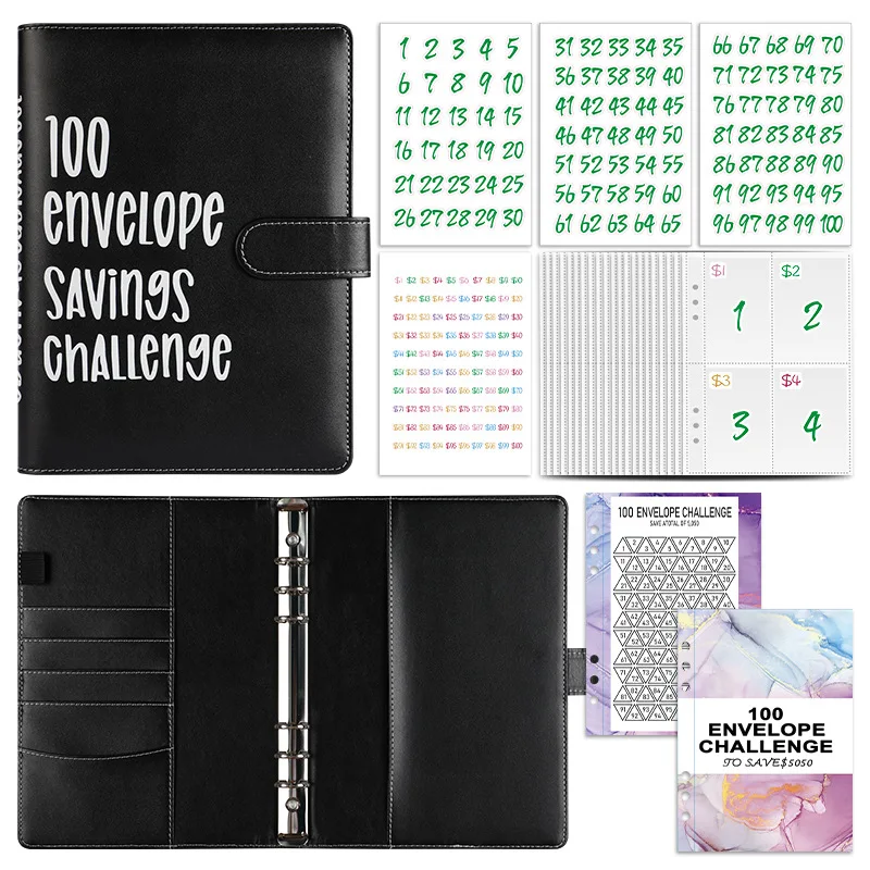 100 Envelopes Money Saving Challenge 2024 & Shiny 100 Envelope Challenge Binder Easy and Funny Way to Save $5,050 Budget Planner