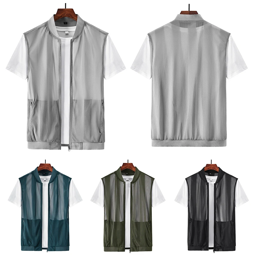 

Summer Mesh Quick-Drying Vests Male Breathable Multi-pocket Mountain Climbing Fishing Vest Work Sleeveless Jacket Men Clothing