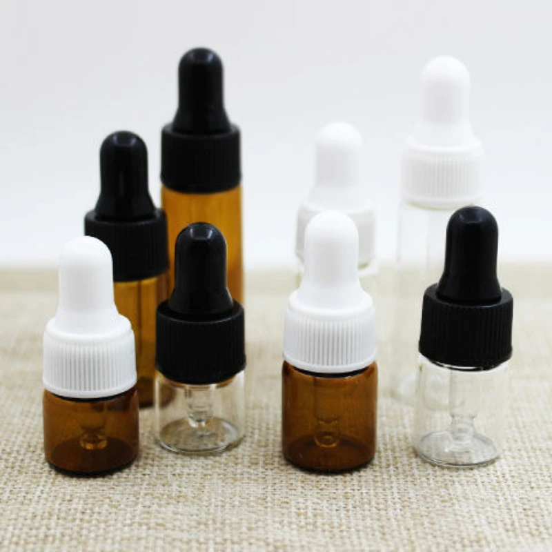 4pcs 1ml 2ml 5ml Glass Dropper Bottles Empty Essential Oil Bottles Jars Vials with Pipettes Perfume Bottles Refillable Container