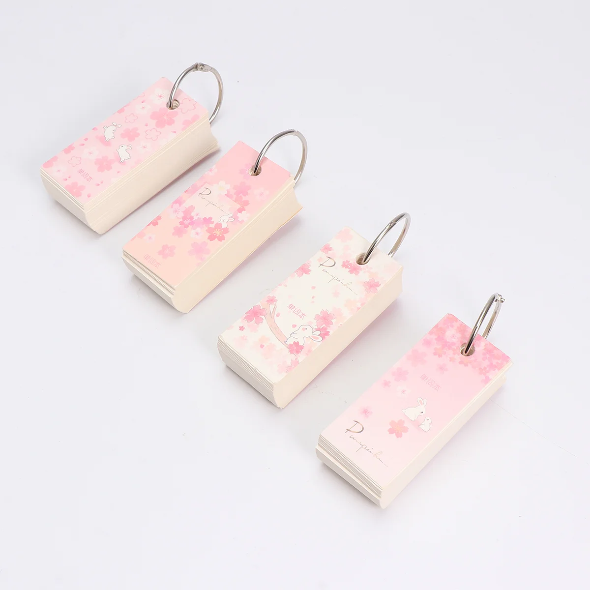 

4pcs Blank Flashcards with Binder Rings Portable Study Easy Memo Notepad Scratch Memo Notepad for School Learning Memory
