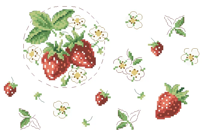 

Strawberry Floret 34-25 Cross Stitch Kit Aida Count Unprint Canvas Stitches Embroidery DIY Handmade Needlework