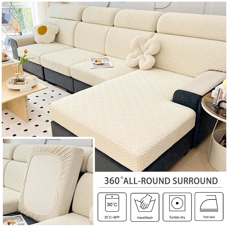 Stretch Jacquard Individual Seat Cushion Covers Sofa Covers for Living Room Couch Cover Furniture Protector Washable Removable 6