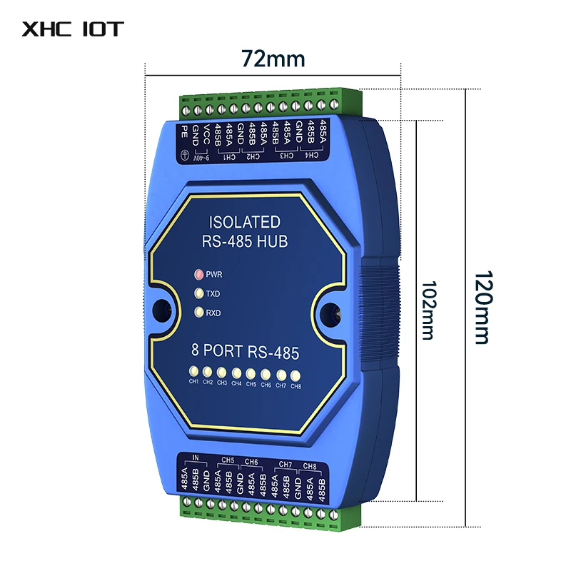 DC9-40V Photoelectric Isolation Industrial 8-way Cache RS485 Hubs E810-R18 ESD Protection Power Signal Isolation