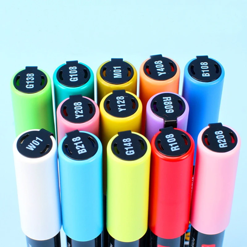 Rock Painting Marker Water-Based Acrylic Paint Pens, Art Supplies Drawing Graffitti Marking Pen for Canvas, Fabric, Wood, Glass