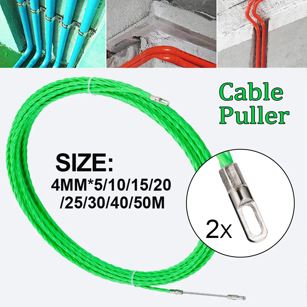 4mm 5/10/15/20/25/30/40/50M Cable Push Puller Fiberglass Duct Rodder Fish Tape Electrical Wire Cable Guide Device Aid Tool