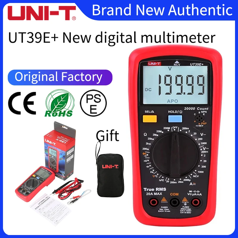 

UNI-T UT39E+ Digital Multimeter Uni t 20A 1000V AC DC Handheld Multimetro Ture Rms Tester With 2000μF Capactitance Meausement