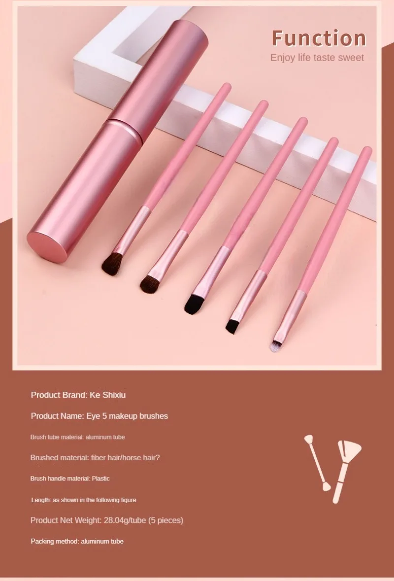 Description Picture 4 of item5 Pc Makeup Brushes Tool Set Eyeshadow Concealer Eyebrow Lip Blending Beauty Make Up Skin-friendly Brushes Women Cosmestic Tool