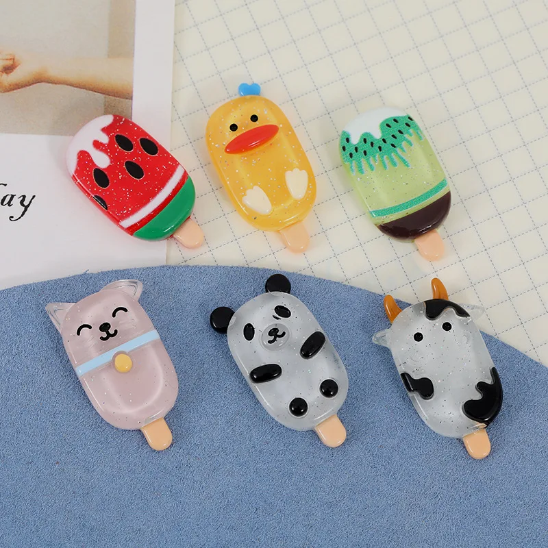 

10Pcs Cute Ice Cream Flatback Resin Cabochons Scrapbook DIY Jewelry Phone Decoration Hair Accessories Girls Food Toys Big Foods