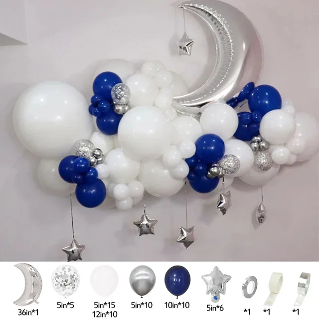 60Pcs Moon Star Balloon Set for Muslim EID Mubarak Festival Home DIY Decoration Ramadan Kareem Kids Birthday Party Ballon Globos 60pcs set2