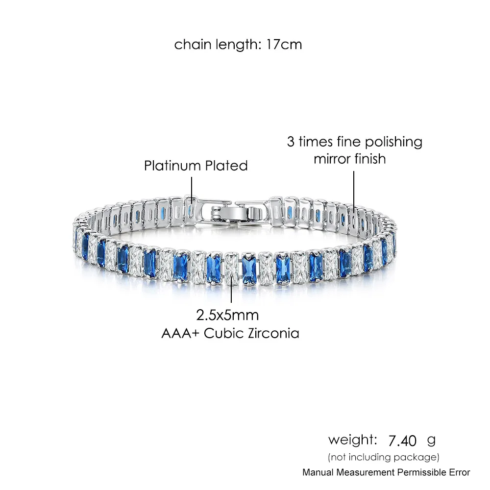 2,5 X5mm Rechteck Kristall Tennis Armbänder Bunte Zirkon Verstellbare Falten Schnalle Kette Auf Hand Partei Klassische Mode Schmuck – Detail 1