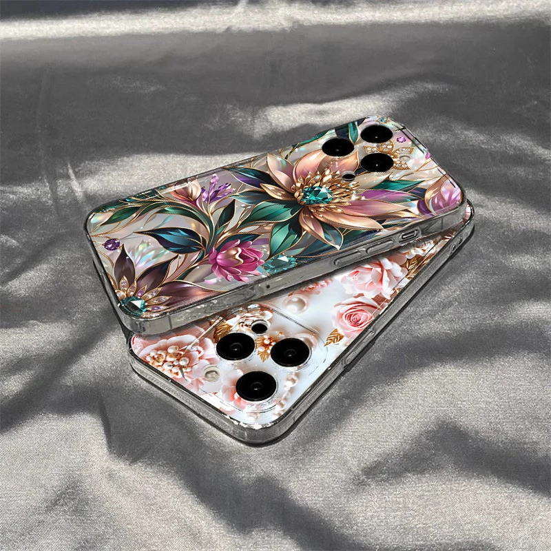 Pink Pearl Rose 3D Embossed Silicone Phone Case