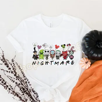 The Nightmare Before Christmas Jack Skellington Halloween Printed Women's Summer T-Shirt Short Sleeve Casual Top Loose Clothing 1