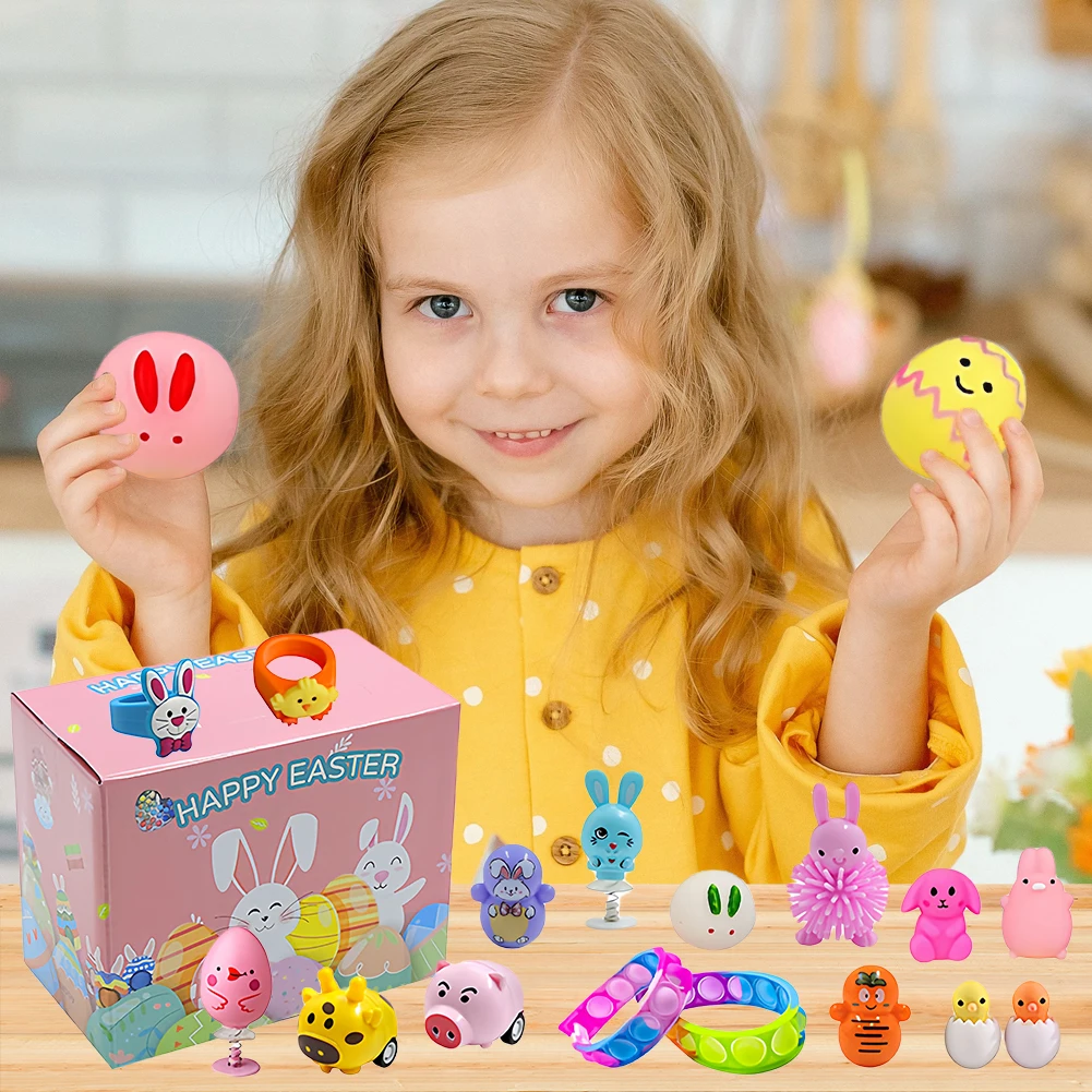 120Pcs Prefilled Easter Eggs Easter Egg Fillers with Assorted Toys Easter Basket Stuffers Easter Egg Toy for Boys Girls