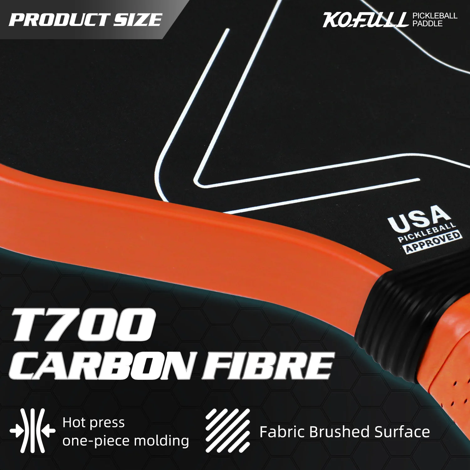 KOFULL Pickleball Paddles T700 Carbon Fiber with PP Honeycomb Core Professional Tournament Hot Press USA Pickleball Approved