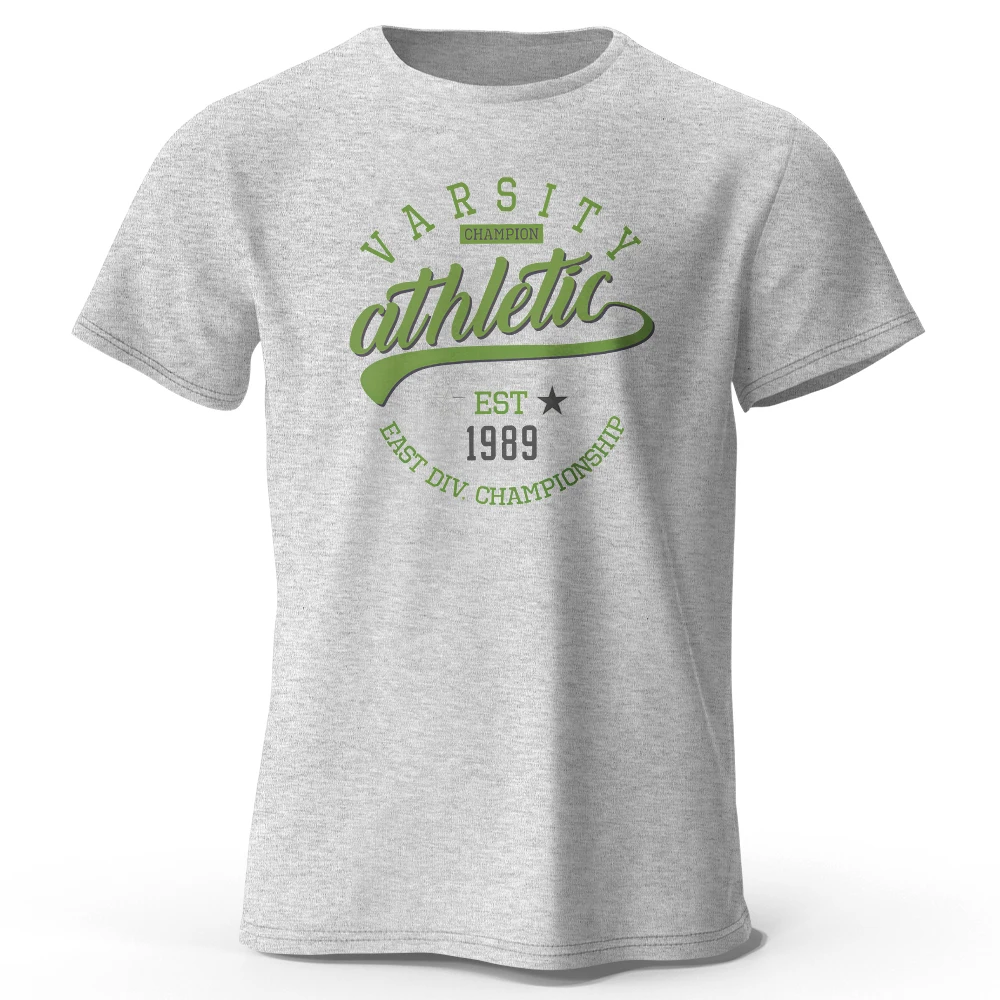 Unisex Vintage Graphic Varsity Cotton T-Shirt - Short Sleeve