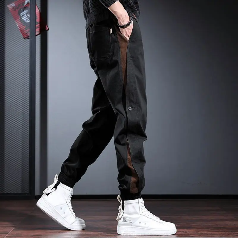 2024 Spring Elegant Fashion Harajuku Slim Fit Ropa Hombre Loose All Match Casual Pants Button Pockets Cargo Pants Sport Leggings