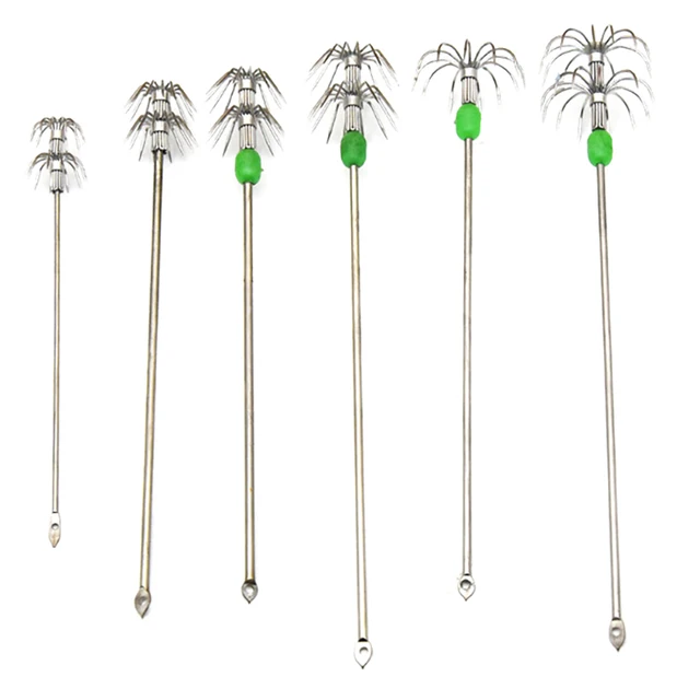 1/8/10/20pcs/ Box Umbrella Hooks Live Bait Hooks Squid Blow Tubes Octopus Squid Hooks Stainless Steel Fishing Gear Accessories 4