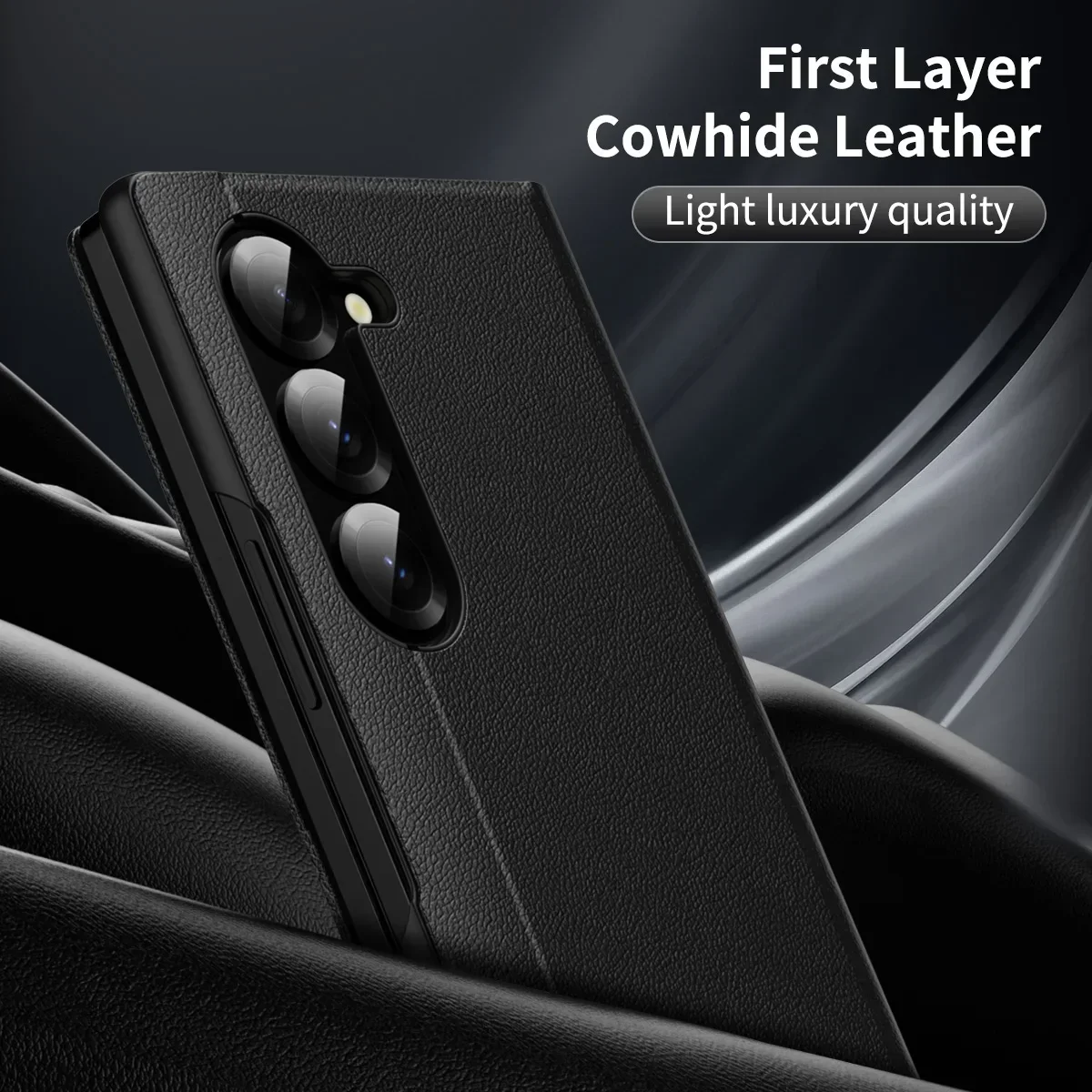 Premium Smooth-Touch Leather Business Case with Smart LED Display & Shockproof Back Cover