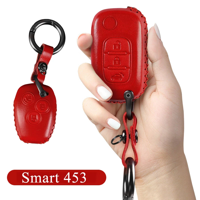 

Car Leather Key Case Key Decoration Protective Cover Key Chain For Mercedes New Smart 453 Fortwo Forfour Car Product Accessories
