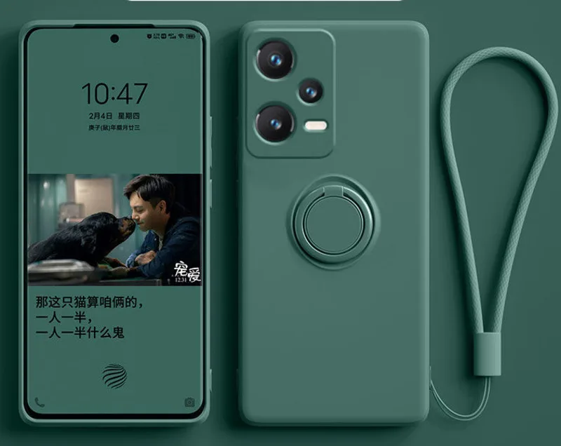 

Phone Case For Xiaomi Poco X3 X4 GT X5 Pro Soft Thin Liquid Silicone Classic Cover Strap Ring Holder For Mi Poco X5 Pro