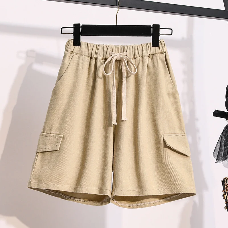 Summer Women Oversize Shorts High Waist Elasticity Sports Wide-leg Shorts Solid Casual Loose Fashion Female Bottoms S-5XL