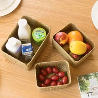 Wicker Storage Basket Picnic Basket Woven Laundry Basket Sundries Organizer Kitchen Fruit Organizer Seaweed Box cesta decorativa 1
