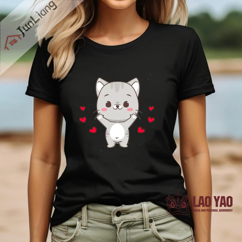 

Футболка Y2k для мужчин и женщин, милый топ с мультяшными персонажами и кошками, модная Молодежная рубашка в готическом стиле Харадзюку