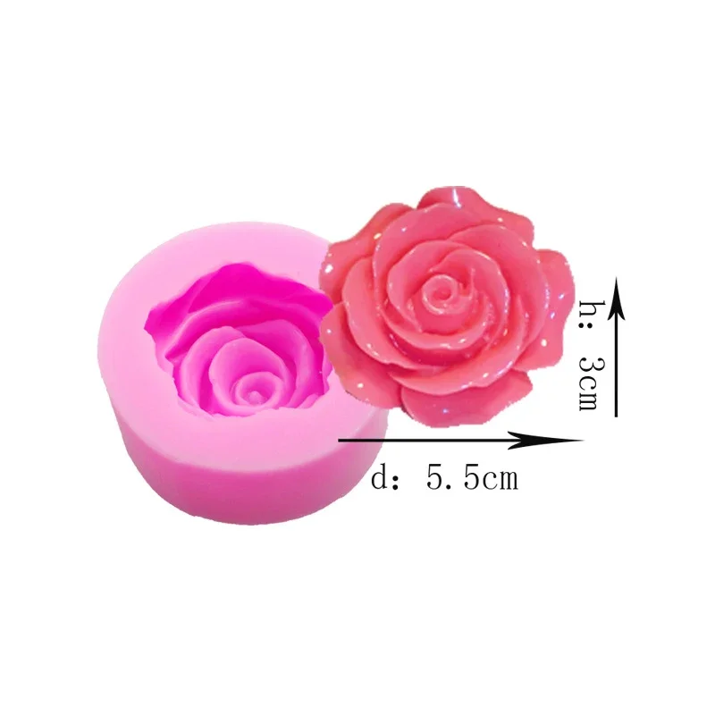3D Rose Bloom Shape Cake Fondant Silicone Mold Flower Candle Mold Cupcake Jelly Candy Chocolate Decoration Baking Tool Mould