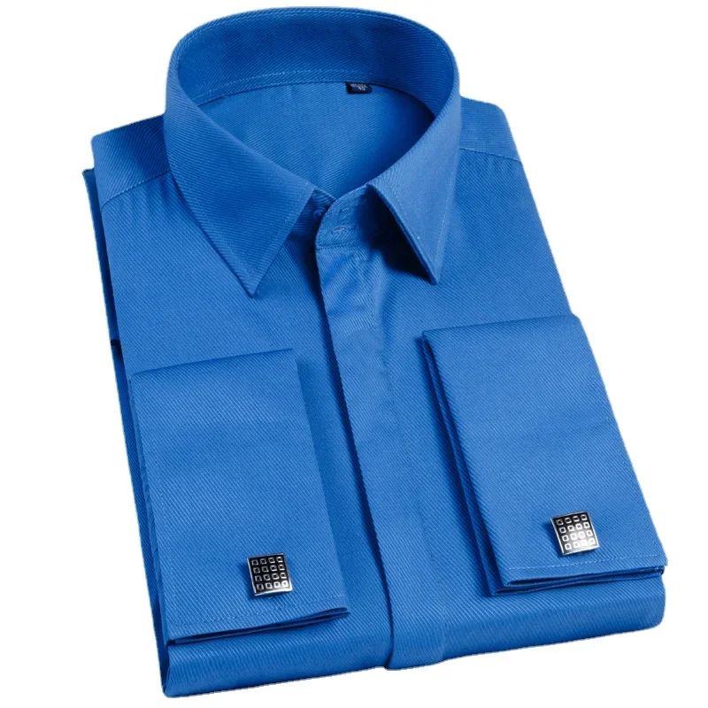 Men French Cufflinks Shirt Long Sleeve Casual Male Brand Shirts Slim Fit French Cuff Dress Shirts dress shirts men casual shirts
