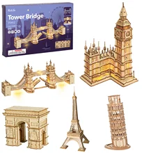 

Educational Toys DIY 3D Tower Bridge,Big Ben,Famous Building Wooden Puzzle Game Assembly Toy Gift for Children Teen Adult