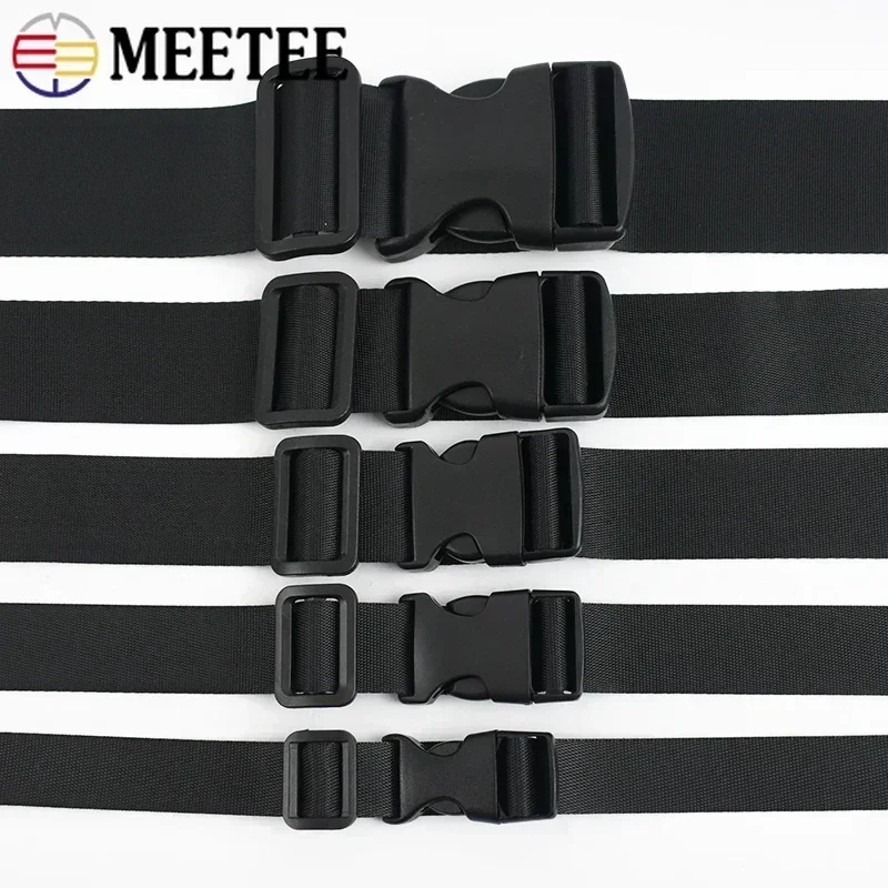 Bag Strap Repair Accessories 1-5Sets 20-50mm Plastic Release Buckle Dog Collar Nylon Webbing Tape Adjust Slider Side Clip Clasp
