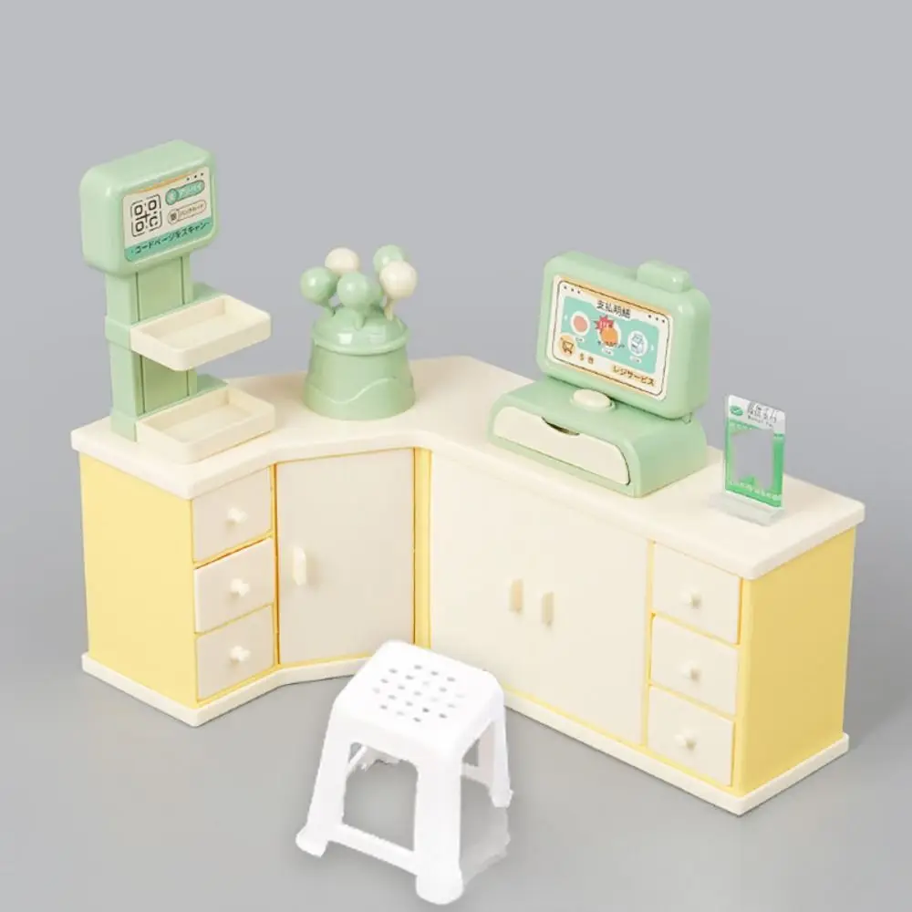 Cash Register Dollhouse Miniature Cashier Checkout Lollipop Snack Rack Mini Cashier Counter Toys Reusable Simulation 5
