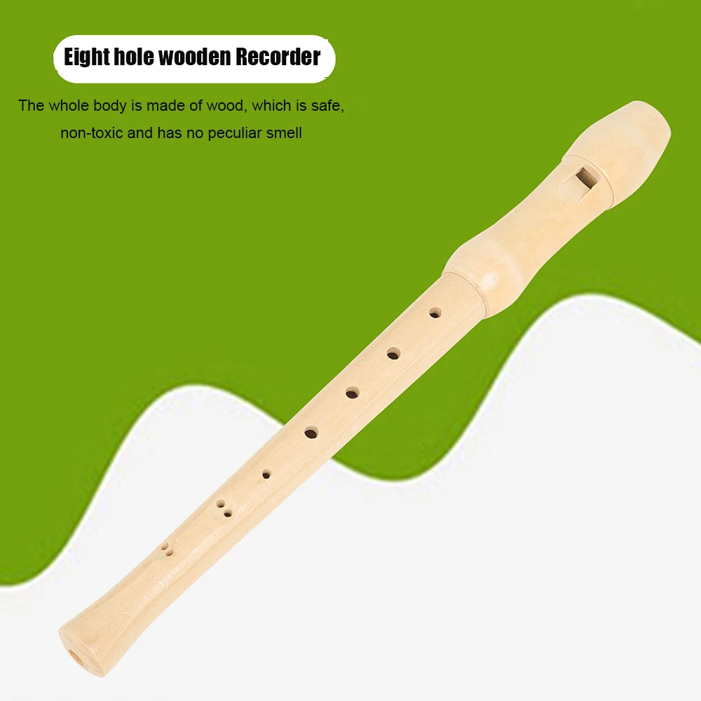 8 Hole Recorder Wood Color Wood Flute Suitable for Children & Adults to Learn Musical Instruments Flute