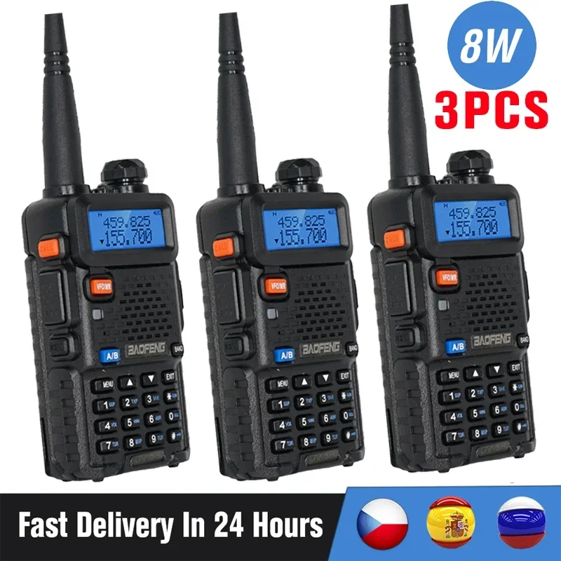Рация BaoFeng UV-5R Talkie Высокая мощность 8 Вт UV5R Двухдиапазонная UHF/VHF двухсторонний радиопередатчик UV5R приемопередатчик 10 км CB радио, 3/4 шт.