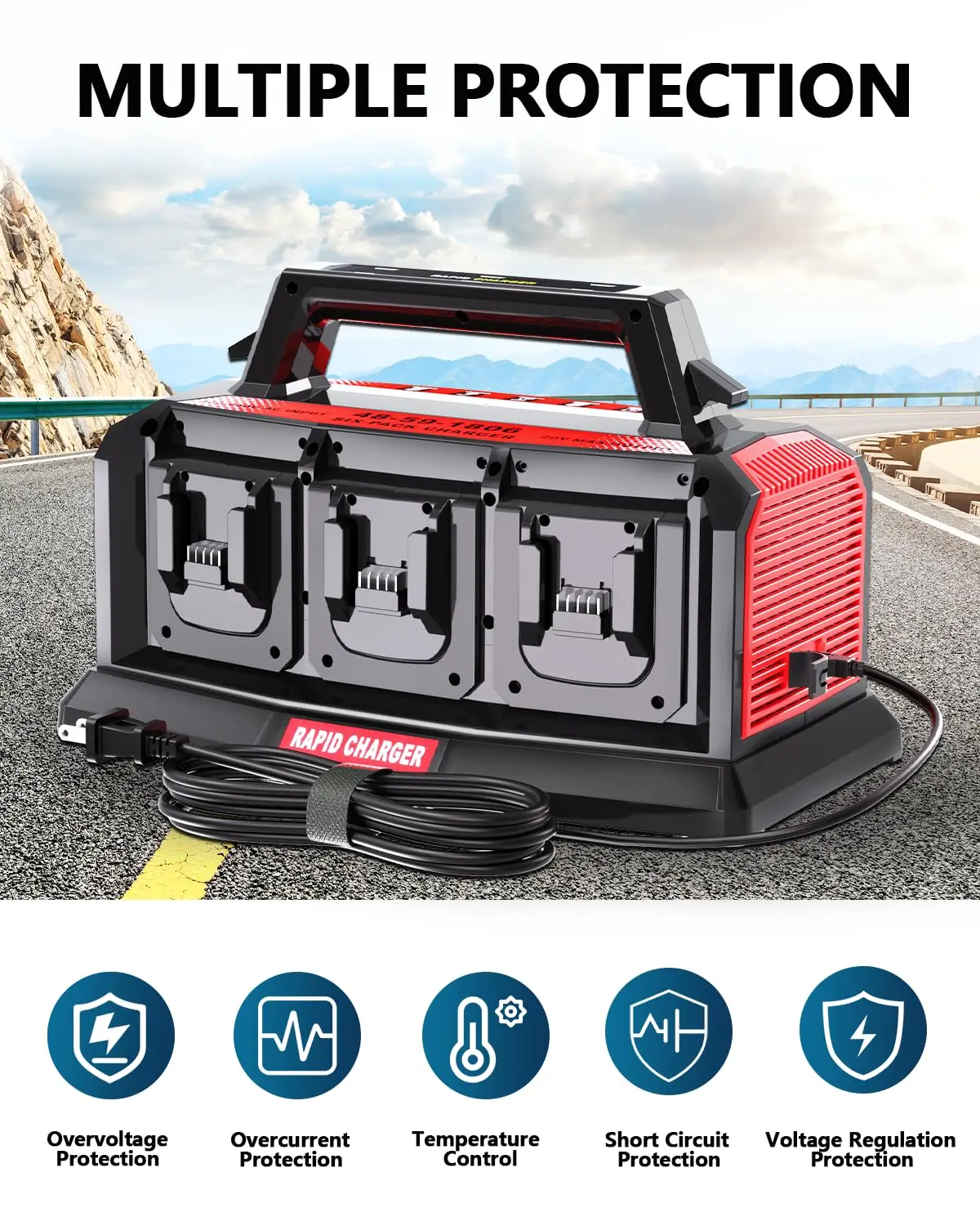 Super Battery Charger Compatible Milwaukee M18 Battery 4/6-Ports Simultaneous Ra