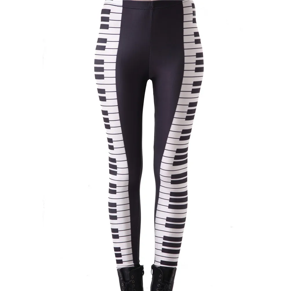 Pantalon de yoga sexy noir blanc imprimé piano prédire, élastique, slim, fitness, gym, sport, leggings d'entraînement pour femmes, livraison directe, nouveau