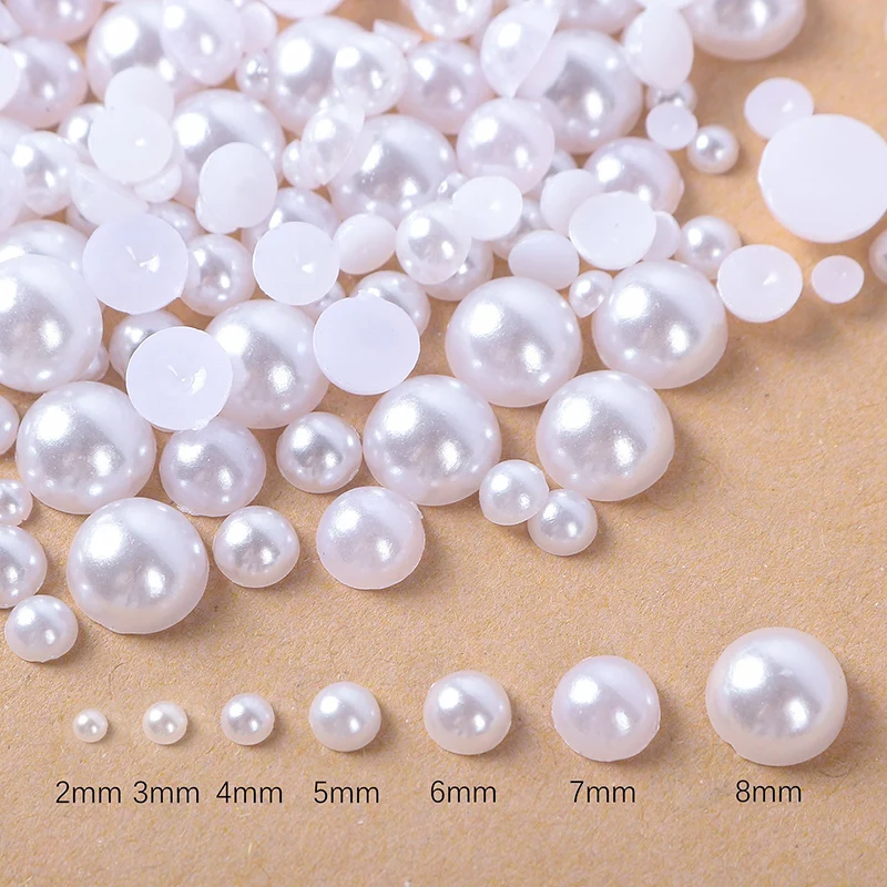 Half Flatback Imitation Pearls Beads ABS Half Round Loose For Nail Art DIY Craft Garment 2-16mm 30-1000Pcs