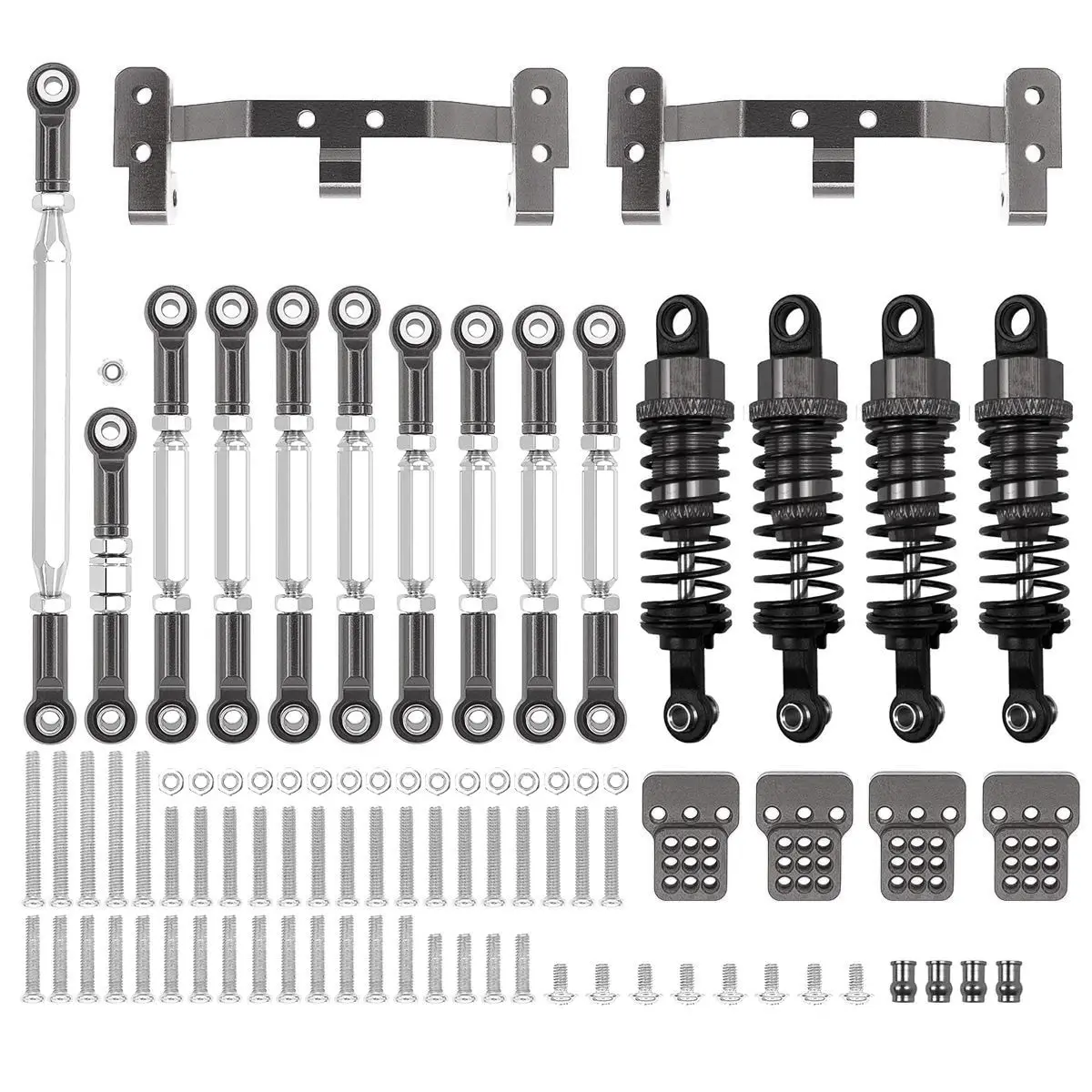 1 Set Metal Chassis Link Rod Tie Rod Mounting Bracket Shock Absorber Kit For MN D90 MN99S WPL C14 C24 RC Car Upgrade Parts 2