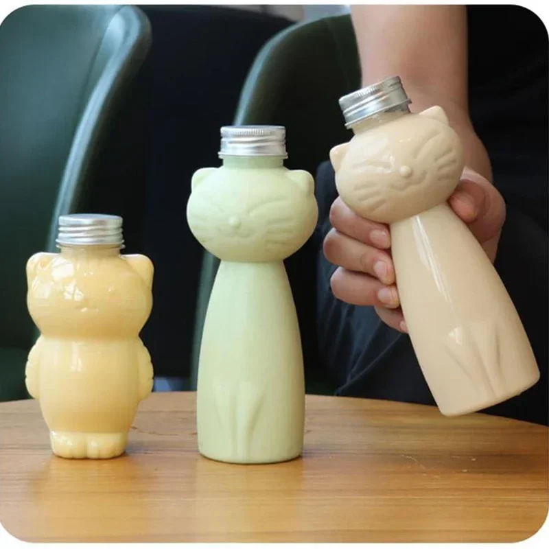 Tea Cup Coffee Mug Coffee Cup 350/500ML Kawaii Cat Water Bottle For Milk Tea Coffee Juice Portable Drinking Cup Transparent Beverage Drink Bottle with Lid