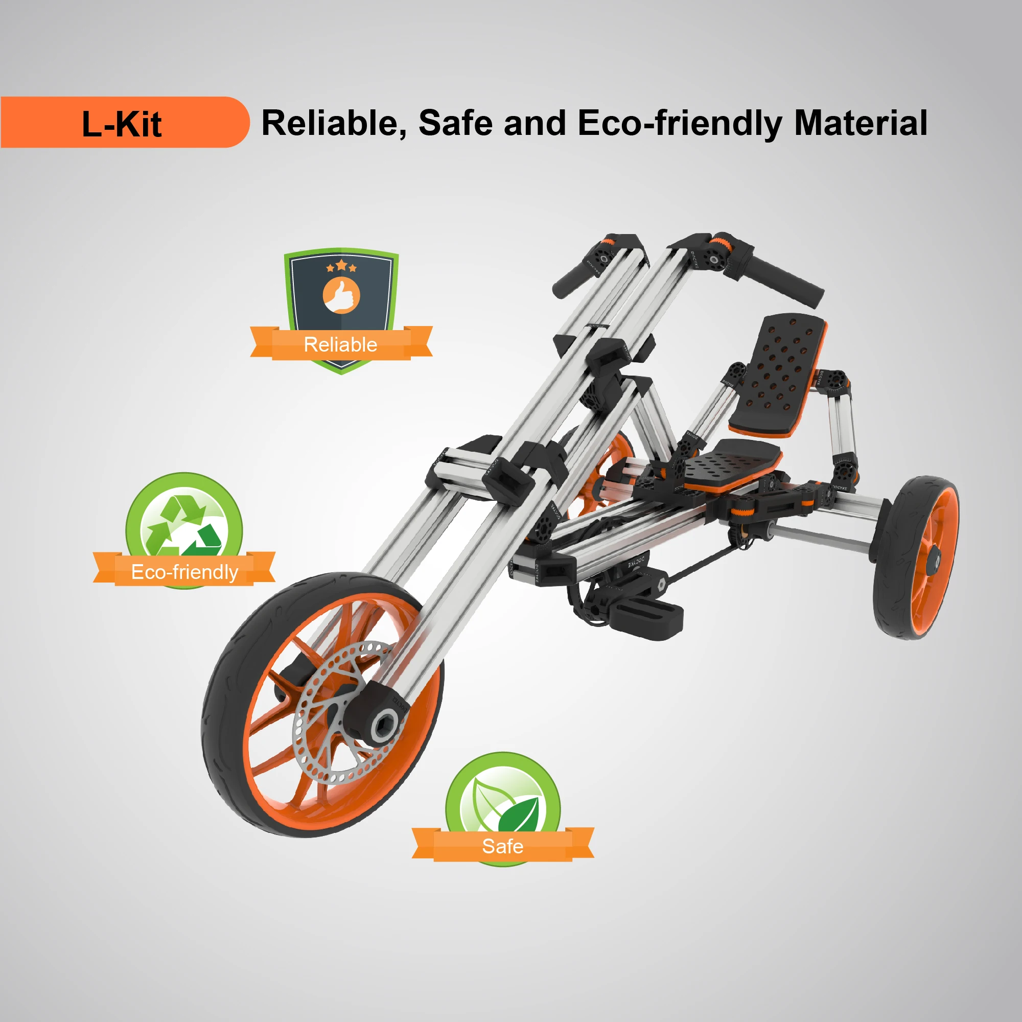 

KidRock Buildable Kit 20 in 1 Kids Go Kart Set, Suitable for 1 to 8 Years Old, Two Wheel Bike, Three Wheel Bike, Go Kart