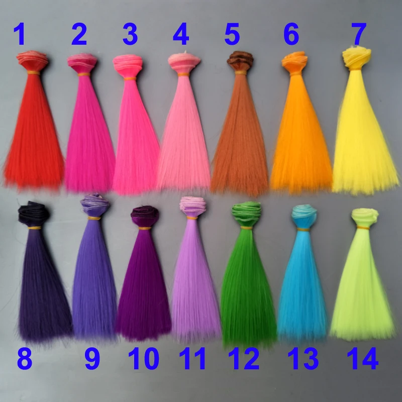Doll Wigs Doll Hair 15cm 25cm Pink Yellow Purple Green Blue Color Straight Doll Wigs Handmade Gifts