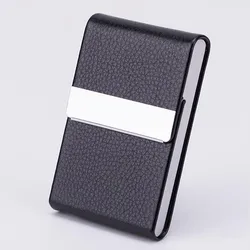 Sleek Black PU Leather Business Card Holder with Magnetic Closure (B)