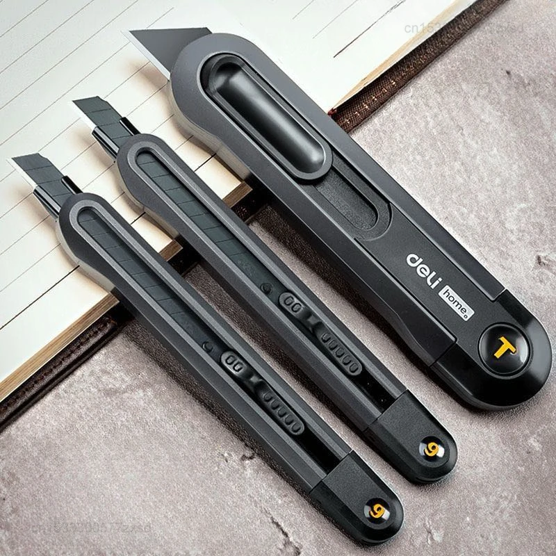 Retractable Snap-Off Utility Knife 18mm/9mm High Carbon Steel Blades Box Cutter Auto Lock for Office Supplies Stationery Tools - 2