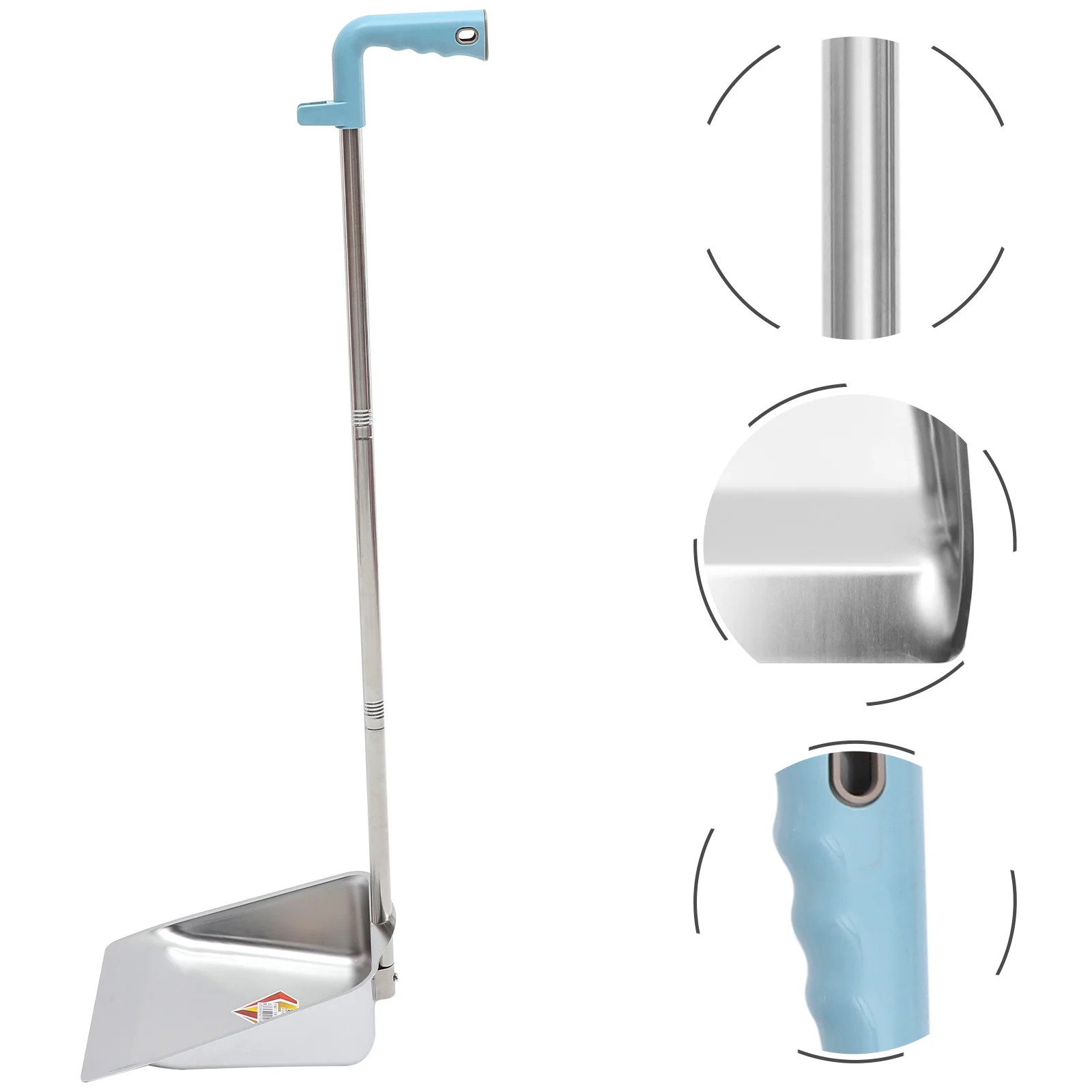 

Dustpan Cleaning Pan Stainless Steel Garbage Broom Sweeper Long Handle Set Lobby Outdoor Stand Indoor Up Metal Handheld Handled