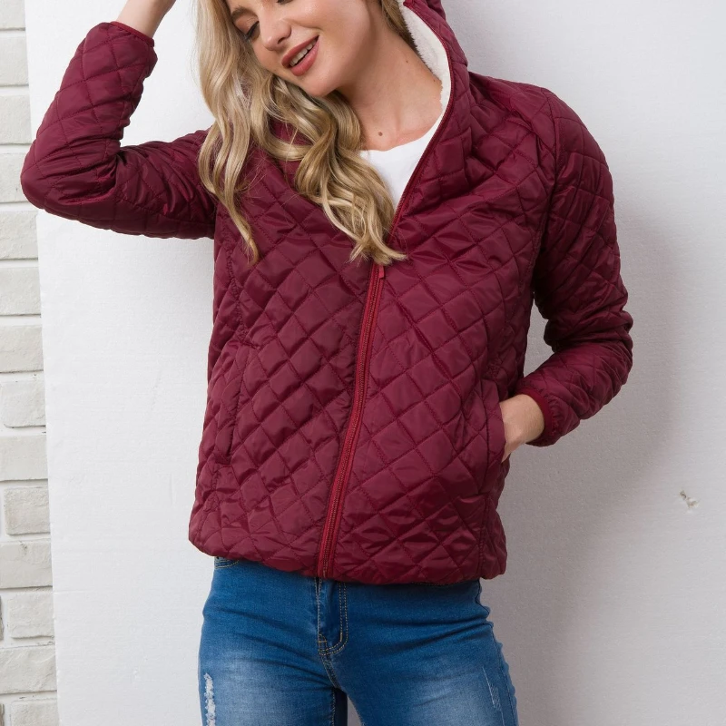 Women Hooded Parka JacketsCasual Basic Coat Top Warm Velvet Lamb Winter Solid Light Soft Outerwear Elegant Fashion Autumn Jacket