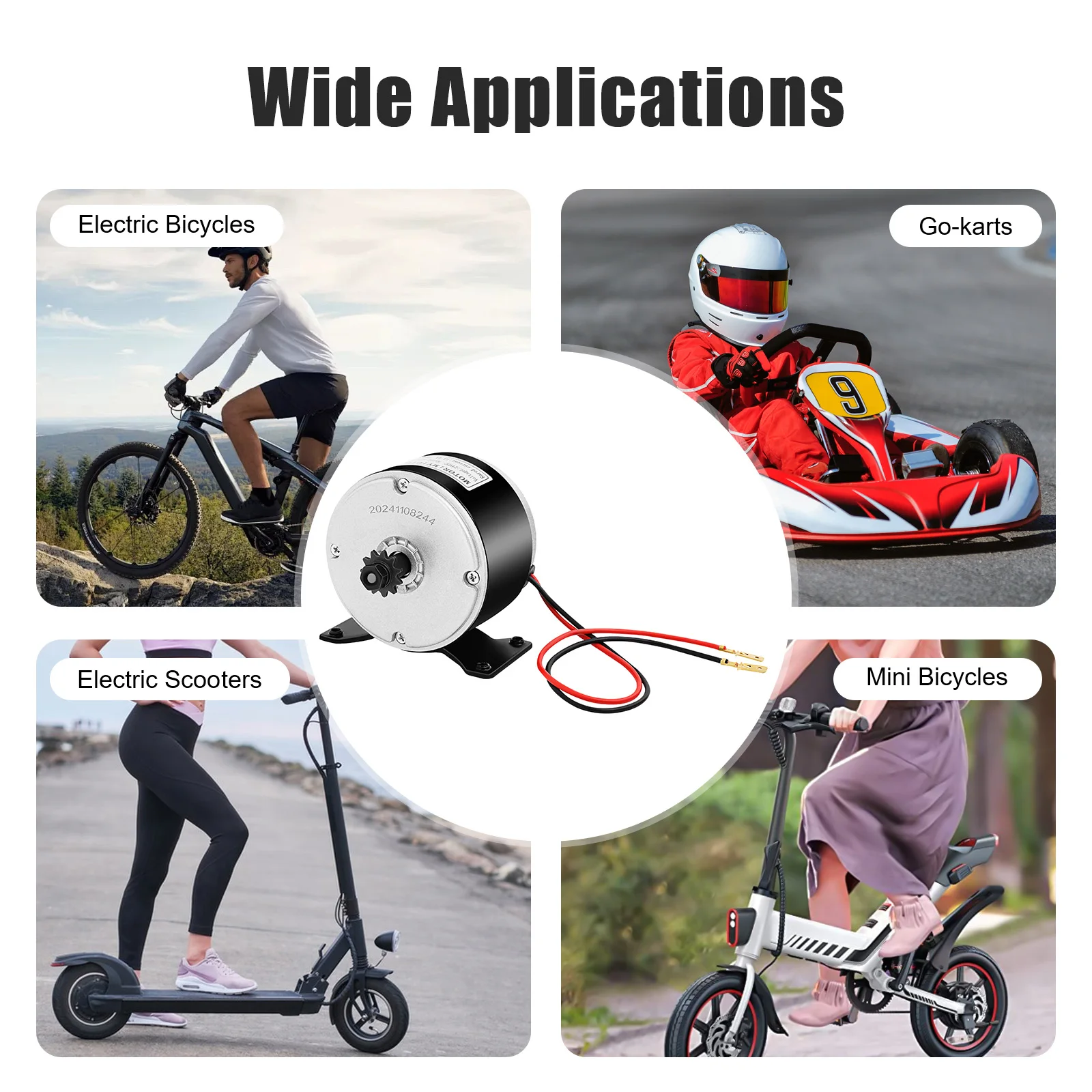 250W 24V Permanent Magnet Electric Motor Brush DC Motor 25H 11T 6.35 Pitch for DIY electric scooters, electric bicycles, go-kart