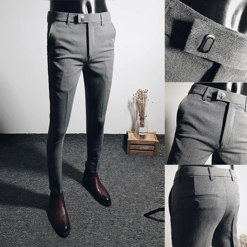 Men Suit Pants Formal Trousers Stretch Slim Pantalone Hombre Calça Masculina Solid Color Casual Dress Pants Fashion Men Clothing 6