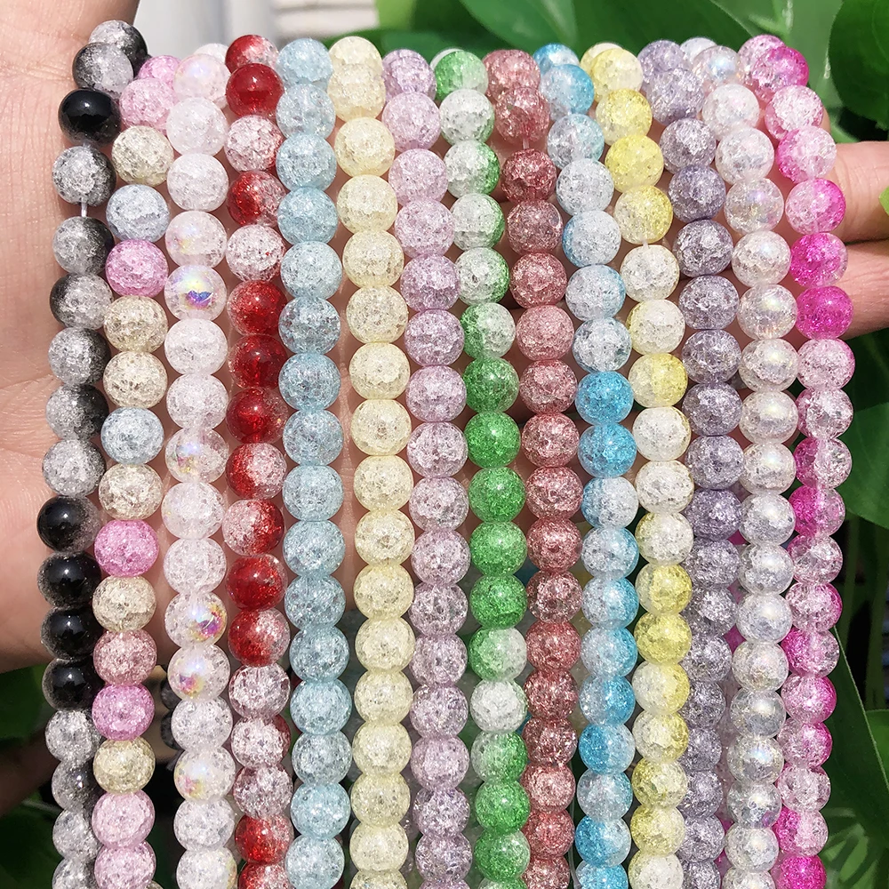 Perles De Cristal Blanches Craquelées Pour La Fabrication De Bijoux, Cristal De Quartz