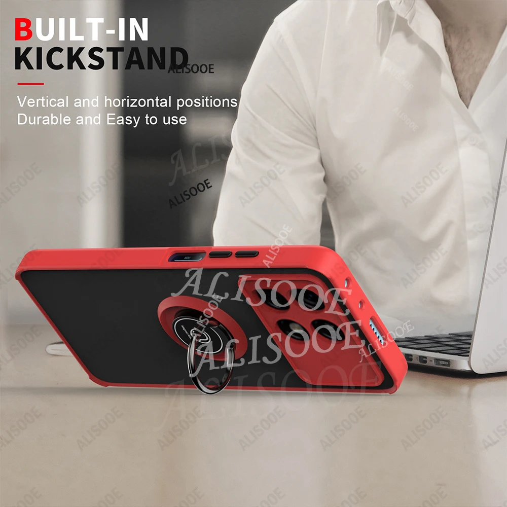 Kickstand Armor Ring Holder Protective Case - Shockproof Cover
